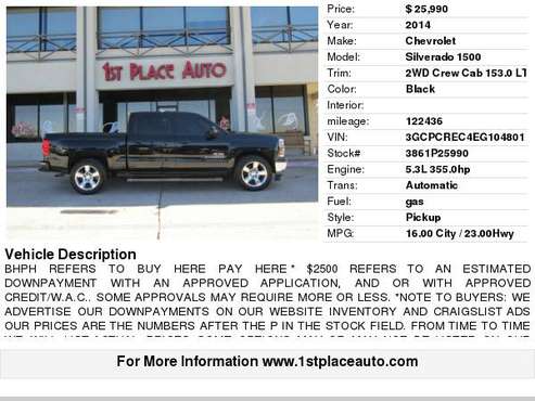2014 Chevrolet Silverado 1500 2WD Crew Cab 153.0" LT w/1LT for sale in Watauga (N. Fort Worth), TX