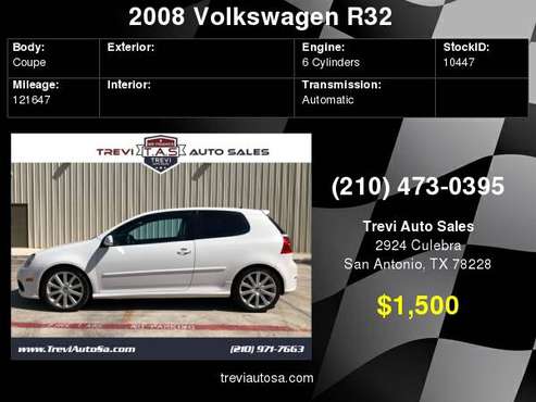 VW R32 3.2L V6 AWD**#957 of 5000 MADE**$1,500 Down!! w.a.c *Easy... for sale in San Antonio, TX