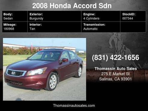 2008 Honda Accord Sdn 4dr I4 Auto EX-L - - by dealer for sale in Salinas, CA