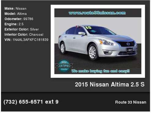2015 Nissan Altima 2.5 S - cars & trucks - by dealer - vehicle... for sale in HAMILTON SQUARE, NJ