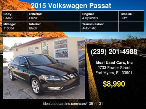 2015 Volkswagen Passat 4dr Sdn 1.8T Auto S with Low Tire Pressure... for sale in Fort Myers, FL