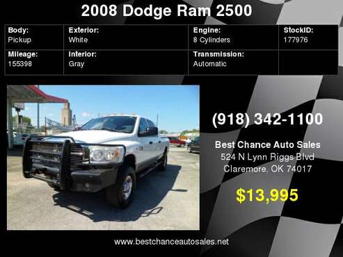 2008 Dodge Ram 2500 Lifted 4WD Mega Cab Hemi SLT for sale in Claremore, OK