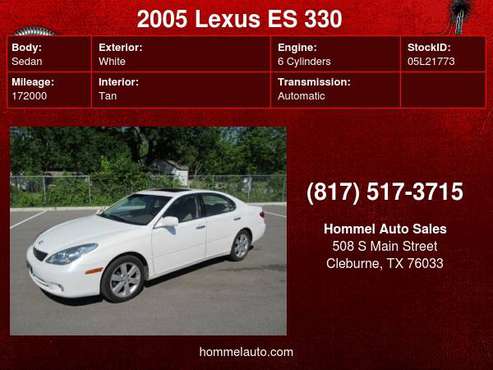 2005 Lexus ES 330 4dr Sdn - - by dealer - vehicle for sale in Cleburne, TX