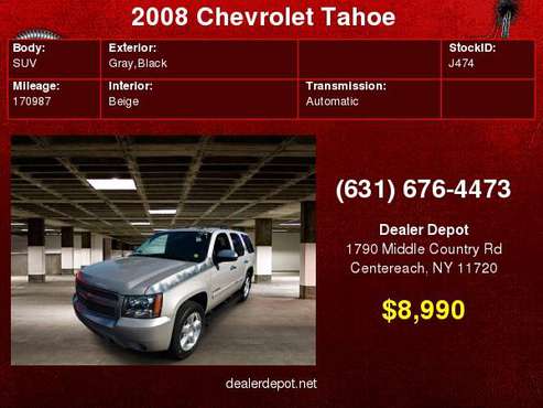 2008 Chevrolet Tahoe 4WD 4dr 1500 LS for sale in Centereach, NY