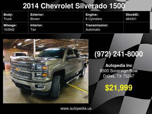 2015 Chevrolet Silverado 1500 LT No DL is Okay - cars & trucks - by... for sale in Dallas, TX