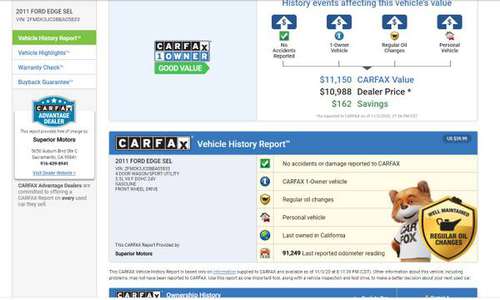 2011 Ford Edge SEL 91 k miles !!! -1 OWNER SEE CLEAN CARFAX CARFAX -... for sale in Sacramento , CA