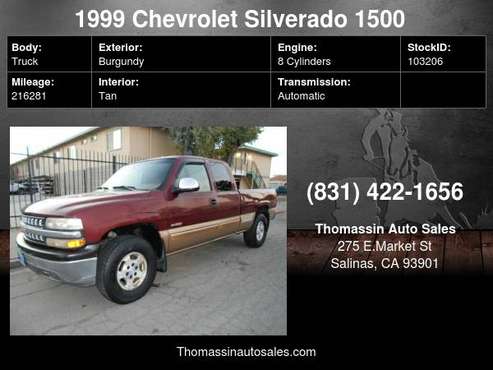 1999 Chevrolet Silverado 1500 Ext Cab 143.5" WB 4WD LS - cars &... for sale in Salinas, CA
