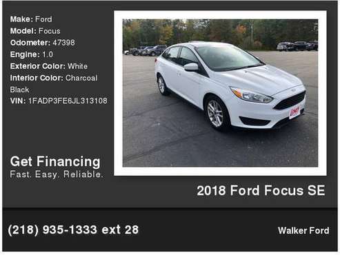 2018 Ford Focus SE - cars & trucks - by dealer - vehicle automotive... for sale in Walker, MN