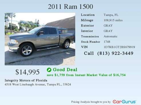 2011 DODGE RAM 1500 for sale in TAMPA, FL