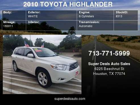 2010 TOYOTA HIGHLANDER LIMITED **YOUR JOB YOUR CREDIT** for sale in Houston, TX