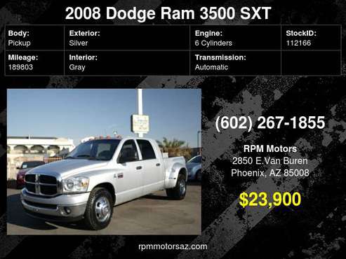 2008 Dodge Ram 3500 Mega Cab SXT Cummins Turbo Diesel 2WD - cars &... for sale in Phoenix, AZ