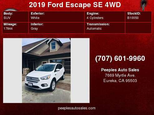 2019 Ford Escape SE 4WD Best Prices for sale in Eureka, CA