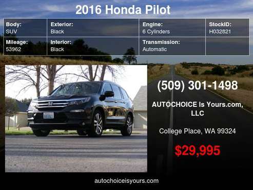 2016 Honda Pilot AWD 4dr Elite w/RES & Navi - Mid quad seats - cars for sale in College Place, OR