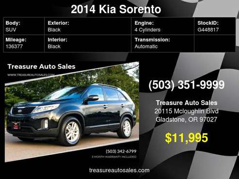 2014 KIA SORENTO LX 4DR SPORT UTILITY SUV 2013 2015 2016 - cars &... for sale in Gladstone, WA