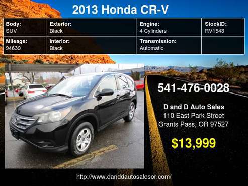 2013 Honda CR-V AWD 5dr LX D AND D AUTO - cars & trucks - by dealer... for sale in Grants Pass, OR
