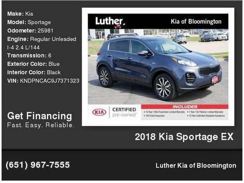 2018 Kia Sportage EX - - by dealer - vehicle for sale in Bloomington, MN