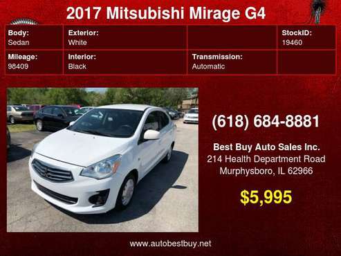 2017 Mitsubishi Mirage G4 ES 4dr Sedan CVT Call for Steve or Dean -... for sale in Murphysboro, IL