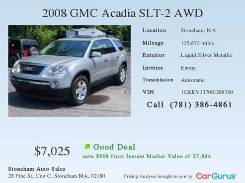2008 GMC ACADIA SLT ****3rd Row Seat*** for sale in Stoneham, MA