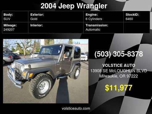 2004 Jeep Wrangler 2dr Sport 4 0 AUTO BRONZE HARDTOP 2 OWNER ! for sale in Milwaukie, OR