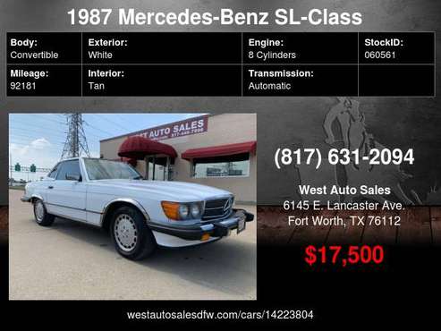 1987 Mercedes 560SL Convertible/Hardtop Well Maintained Cash for sale in Fort Worth, TX