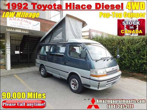 1992 Toyota Hiace Diesel Camper Pop-Top 4WD 90,000 Miles - cars &... for sale in Richmond, TN