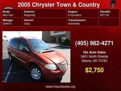 2005 Chrysler Town & Country 4dr LWB Touring FWD for sale in MOORE, OK