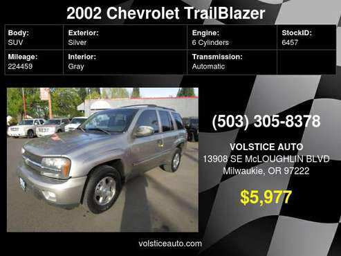 2002 Chevrolet TrailBlazer 4dr 4X4 LT SILVER MUST SEE ! - cars & for sale in Milwaukie, OR