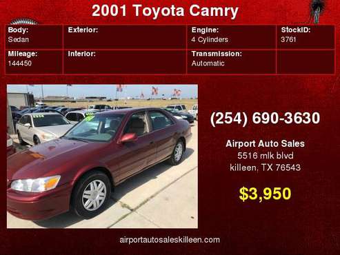 2001 Toyota Camry 4dr Sdn LE Auto Drives Great! for sale in Killeen, TX