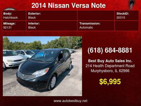 2014 Nissan Versa Note S Plus 4dr Hatchback Call for Steve or Dean -... for sale in Murphysboro, IL