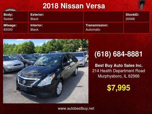 2018 Nissan Versa S Plus 4dr Sedan (midyear release) Call for Steve... for sale in Murphysboro, IL