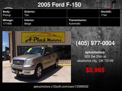 2005 Ford F-150 Lariat 4dr SuperCrew Rwd Styleside 5.5 ft. SB - cars... for sale in Oklahoma City, OK