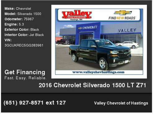 2016 Chevrolet Chevy Silverado 1500 LT Z71 - cars & trucks - by... for sale in Hastings, MN