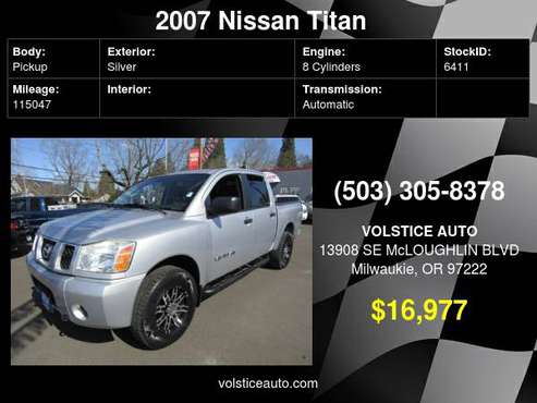 2007 Nissan Titan 4X4 Crew Cab LE SILVER 115K 1 OWNER SO NICE ! for sale in Milwaukie, OR