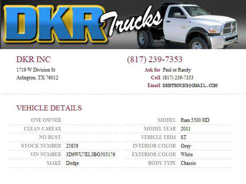 2011 Dodge Ram 5500 HD Reg Cab 4x4 Diesel Service 45' Bucket Truck for sale in Arlington, TX
