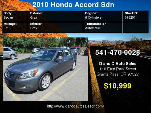 2010 Honda Accord Sdn 4dr V6 Auto EX-L D AND D AUTO for sale in Grants Pass, OR