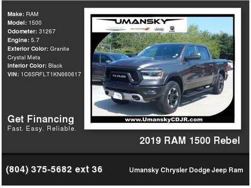 2019 RAM 1500Ca Rebel **BLACK FRIDAY Starts Early! Call for your... for sale in Charlotesville, VA