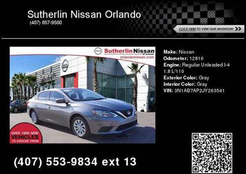 2018 Nissan Sentra Sv - cars & trucks - by dealer - vehicle... for sale in Orlando, FL