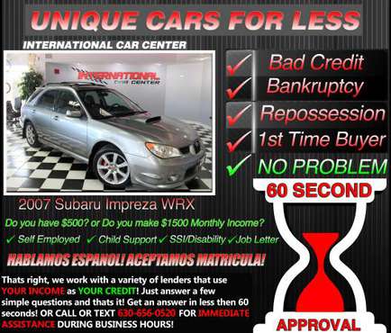 2007 Subaru Impreza WRX Credit ? W/ $1500 Month Income OR $500 DOWN... for sale in Lombard, IL