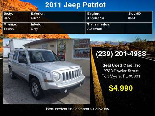 2011 Jeep Patriot FWD 4dr Sport with Fold-away manual mirrors for sale in Fort Myers, FL