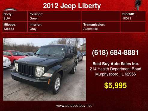 2012 Jeep Liberty Sport 4x2 4dr SUV Call for Steve or Dean - cars &... for sale in Murphysboro, IL