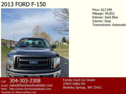 2013 FORD F-150 Dark Blue - - by dealer - vehicle for sale in BERKELEY SPRINGS, WV