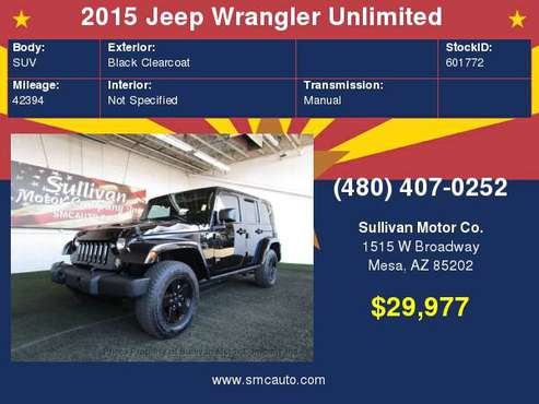 2015 Jeep Wrangler Unlimited 4WD 4dr Altitude for sale in Mesa, AZ