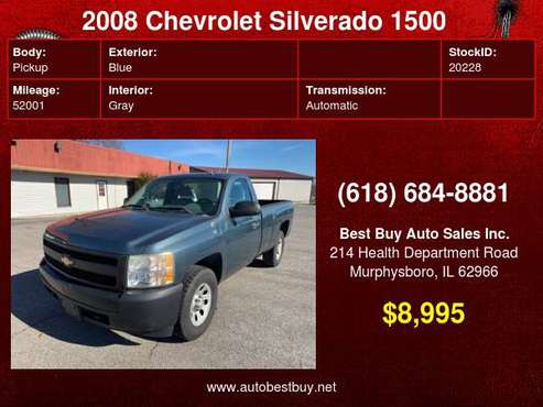 2008 Chevrolet Silverado 1500 Work Truck 2WD 2dr Regular Cab 6.5 ft.... for sale in Murphysboro, IL