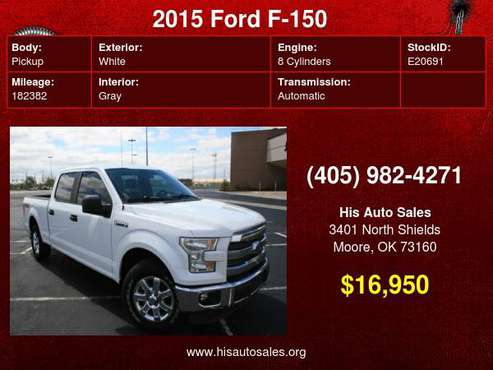 2015 Ford F-150 4WD SuperCrew 157 XL w/HD Payload Pkg - cars & for sale in MOORE, OK