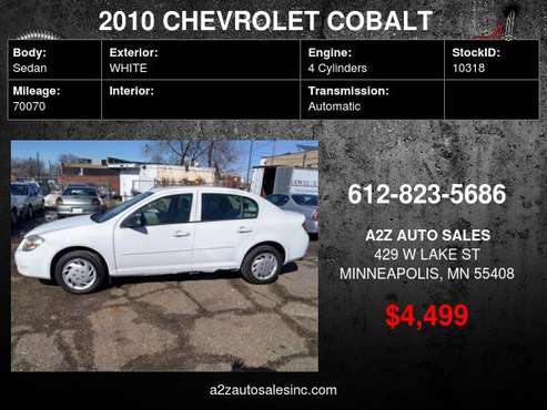 2010 CHEVROLET COBALT LS GUARANTEED FINANCING - cars & trucks - by... for sale in Minneapolis, MN