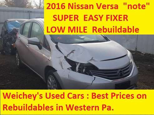 2016 Nissan Versa Note ON SALE NOW JUST 4 GRAND Rebuildable for sale in Fenelton, PA