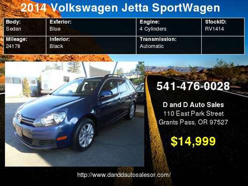 2014 Volkswagen Jetta SportWagen 4dr DSG TDI w/Sunroof D AND D AUTO for sale in Grants Pass, OR