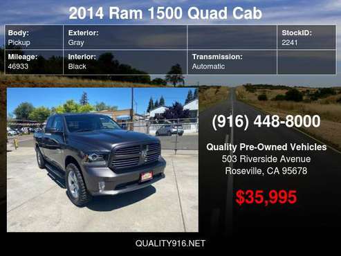 2014 Ram 1500 Quad Cab Sport Pickup 4D 6 1/3 ft SE ACEPTA ITIN for sale in Roseville, NV