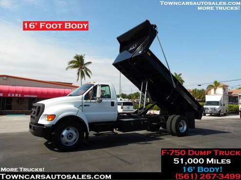 Ford F750 Flatbed 16 DUMP BODY TRUCK Dump Work flat bed DUMP TRUCK for sale in south florida, FL