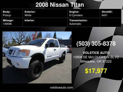 2008 Nissan Titan 4X4 King Cab PRO-X4 WHITE LIFTED WHEELED UP ! for sale in Milwaukie, OR
